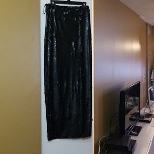 Black matte sequin evening skirt